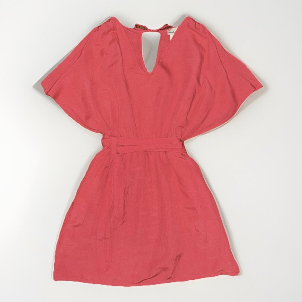 Tommy Bahama LG St. Lucia Linen Blend Split-Shoulder Belt Dress Pink Swim Cover‎